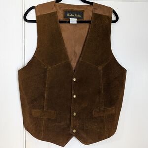 Western Frontier Brown Suede Leather Western Vest Size M